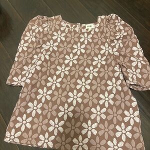 Bibi Floral Patterned Dress - Brown and White
